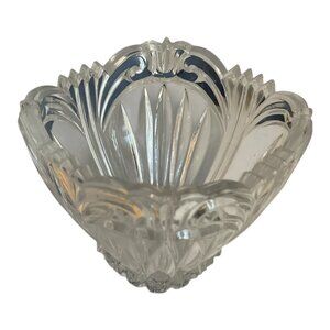 Vintage Pressed Glass Candy or Sauce Bowl – Ornate Fan & Feather Design – Scallo